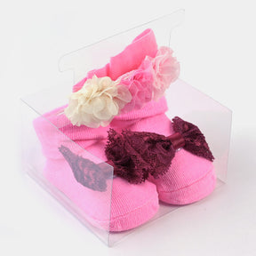 BABY GIRL SOCKS & HEADBAND PACK OF 3 GIFT SET